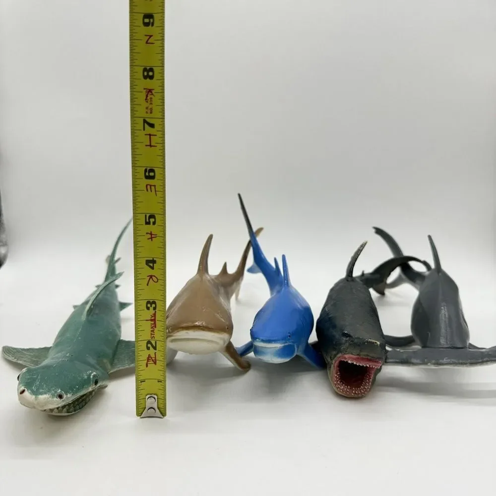 Unbranded Lot Of Large Plastic Sharks Educational Zoo Animals Ocean Life Vintage